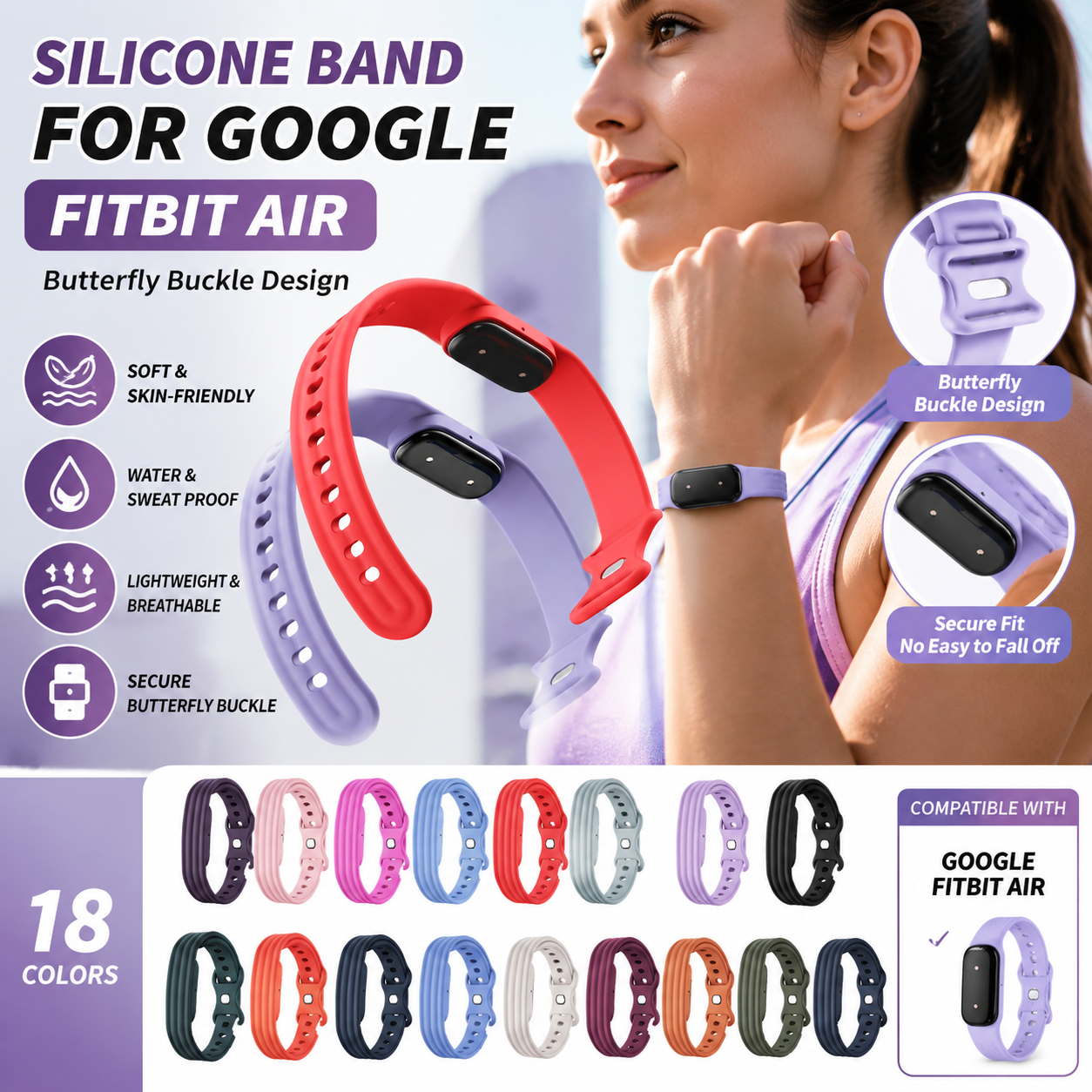 Silicone Band Replacement - Silicone Band for Google Fitbit Air
