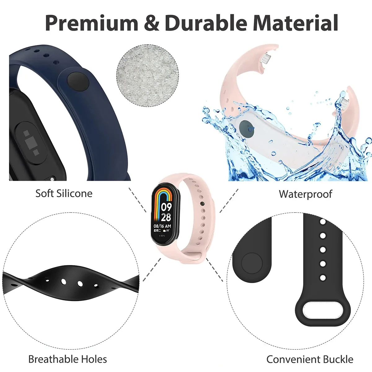 Strap for Xiaomi Mi Band 9/9 N – Silicone Band Replacement recenzja i cena